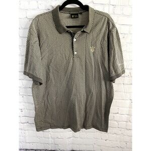 Bobby Jones Mens Mercerized Cotton Polo Shirt Olive Green Geometric Pattern L